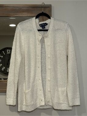 le chateau Men's Cream Bouclé Button-Front Cardigan